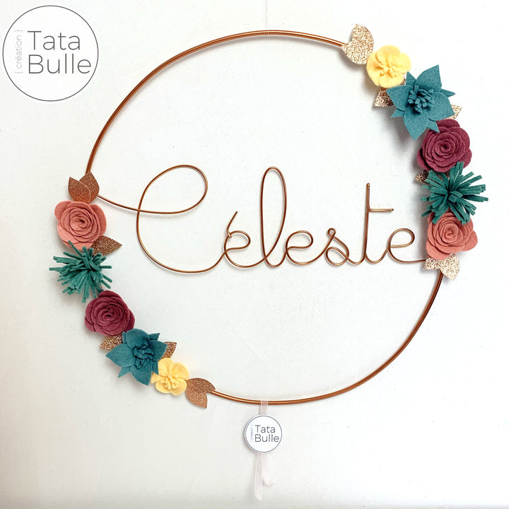 Couronne Prénom Fleurie XL  à personnaliser