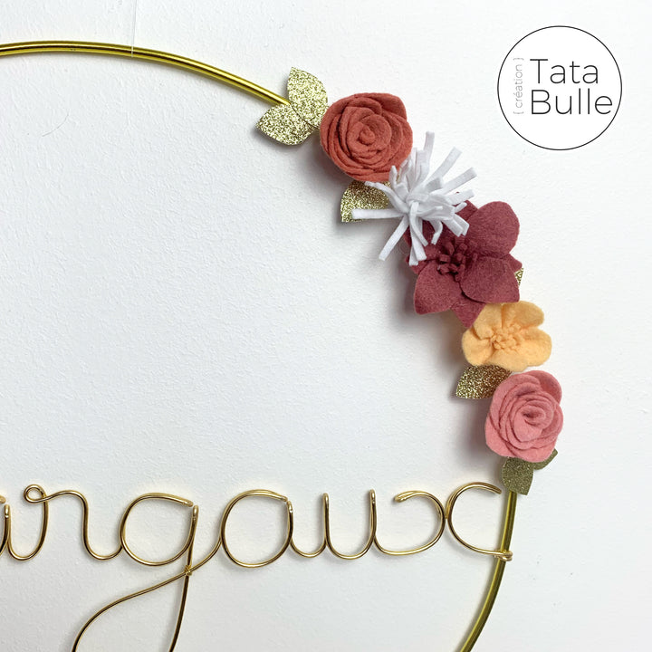 Couronne Prénom Fleurie XL  à personnaliser