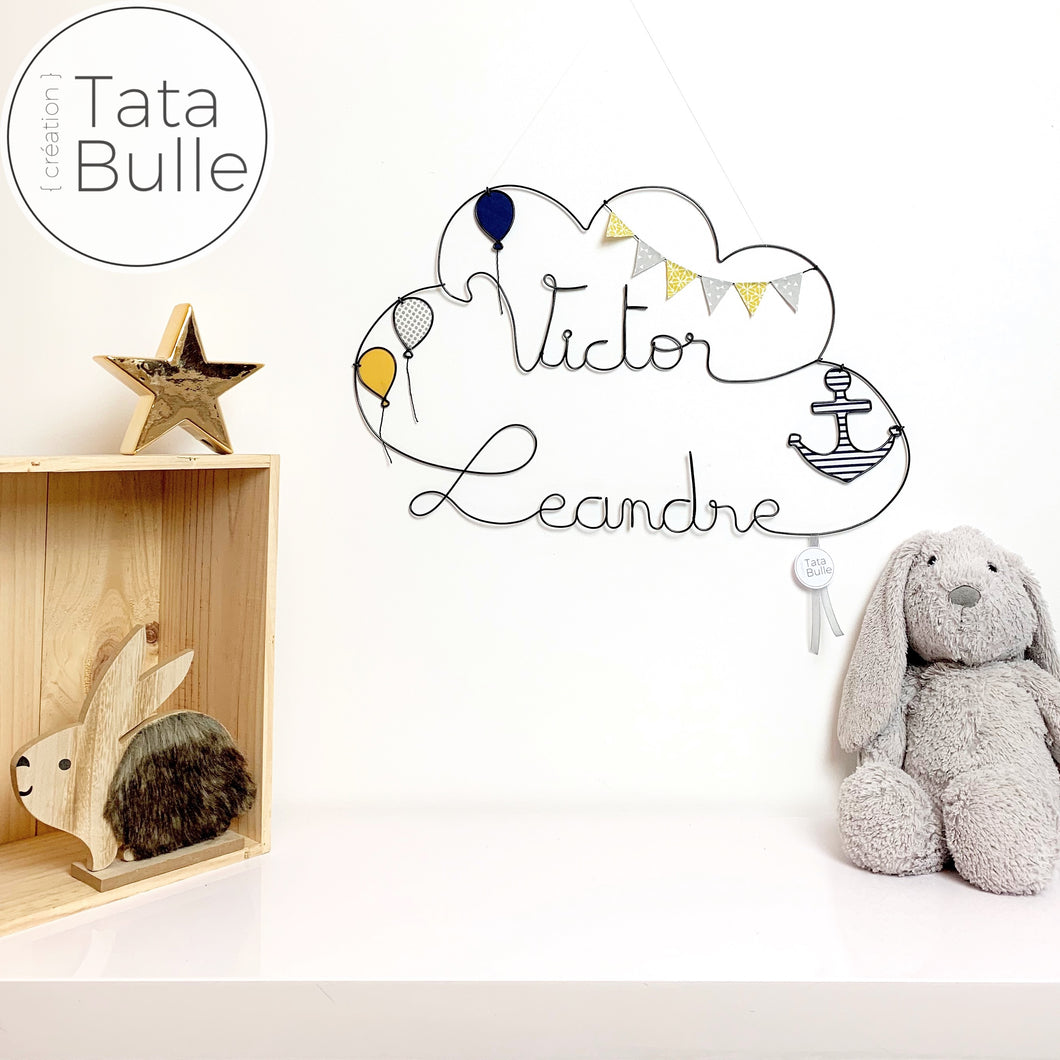 Mobile Prénom Nuage Jumeaux à personnaliser