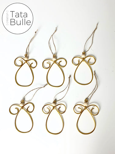 6 anges déco de sapin dorés