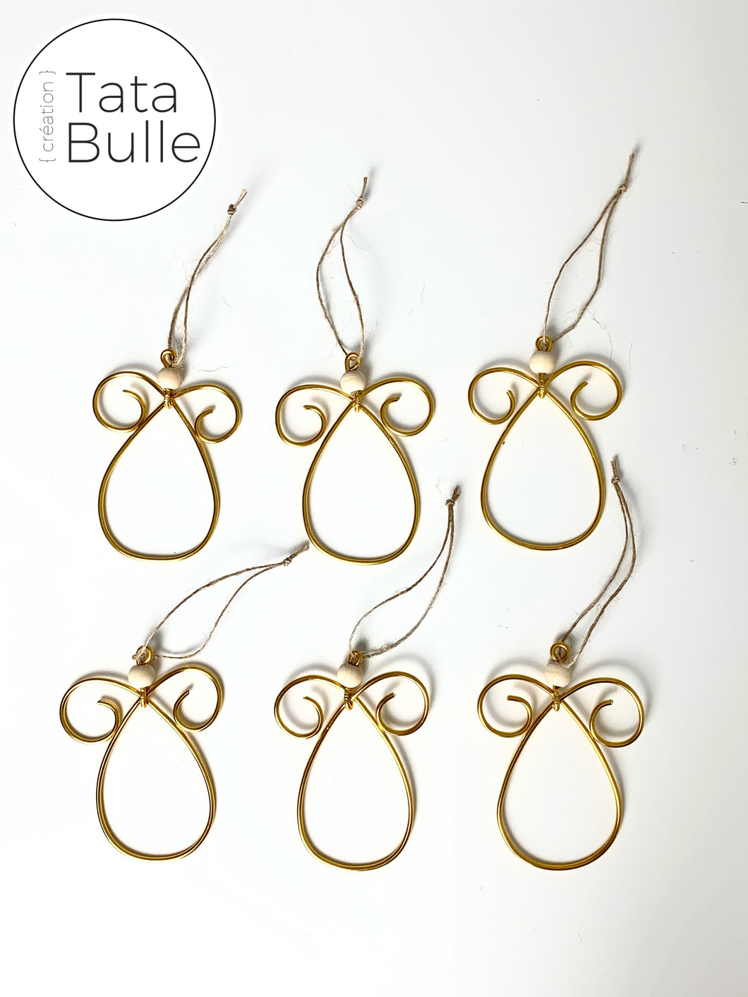 6 anges déco de sapin dorés