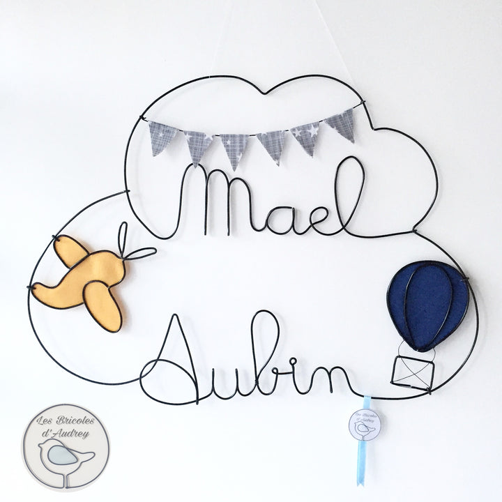 Mobile Prénom Nuage Jumeaux à personnaliser