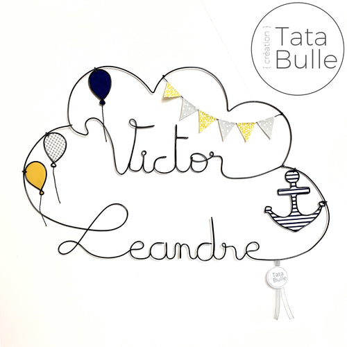 Mobile Prénom Nuage Jumeaux à personnaliser