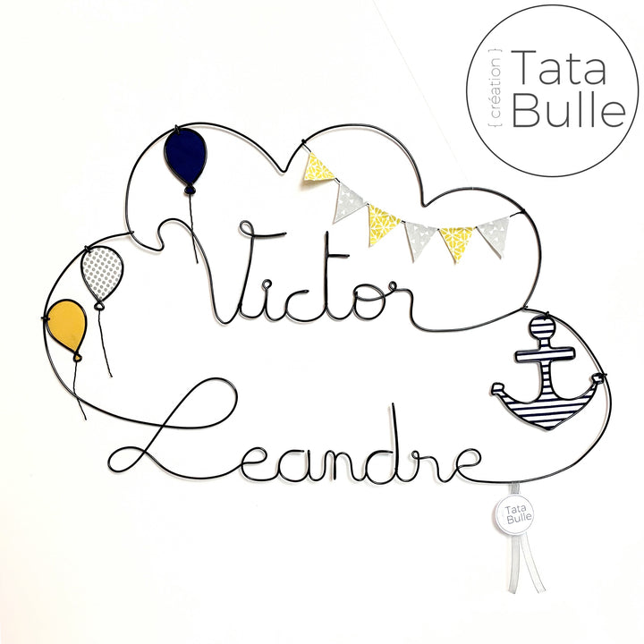 Mobile Prénom Nuage Jumeaux à personnaliser