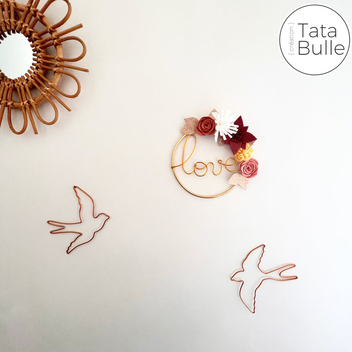 Mini Couronne Love Fleurie - Belle - Cercle doré