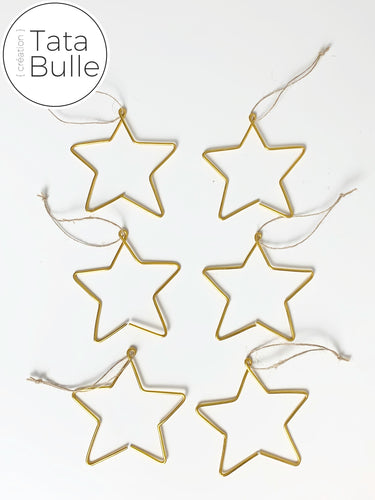 6 Etoiles déco de sapin dorées