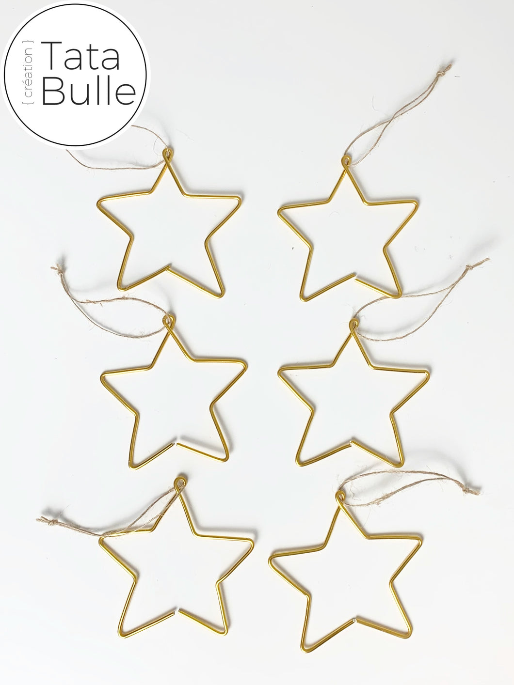 6 Etoiles déco de sapin dorées
