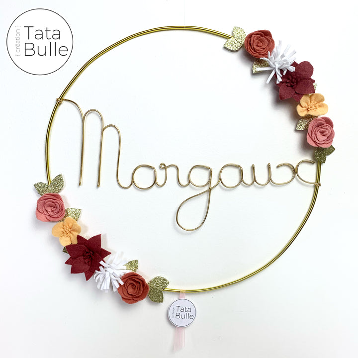 Couronne Prénom Fleurie XL  à personnaliser