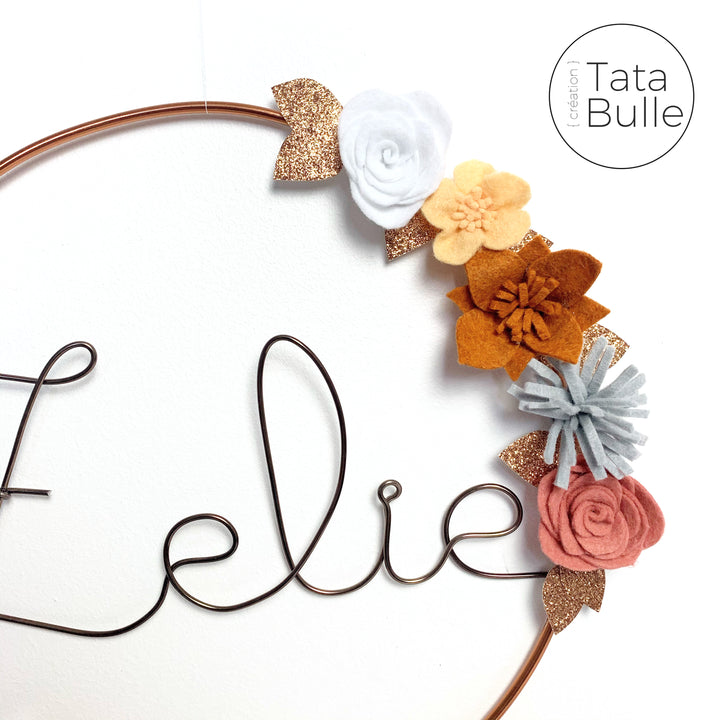 Couronne Prénom Fleurie XL  à personnaliser