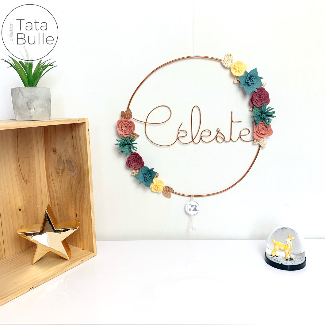 Couronne Prénom Fleurie XL  à personnaliser